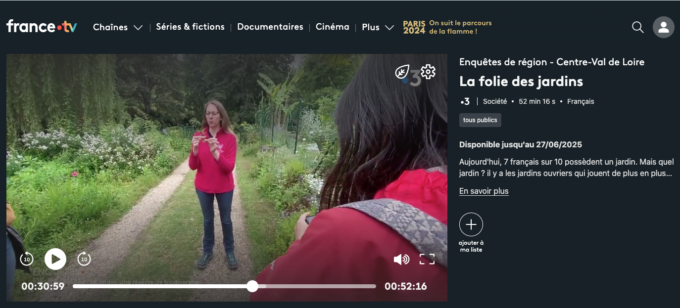 Replay de mon passage dans « La folie des jardins » sur France 3